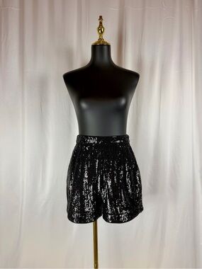 Express Onyx-Black Sequin, High-Waist Women’s Shorts